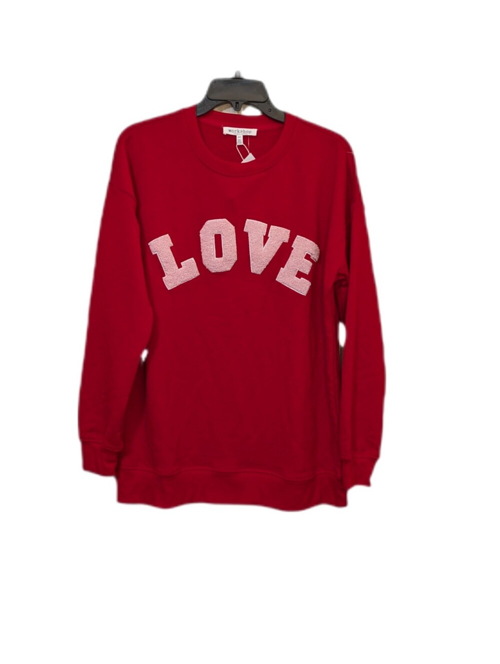 Workshop Republic Clothing Red Crewneck Sweater with 'LOVE' Applique